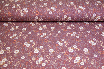 Jersey mit Blumen, malve, 0,5 m